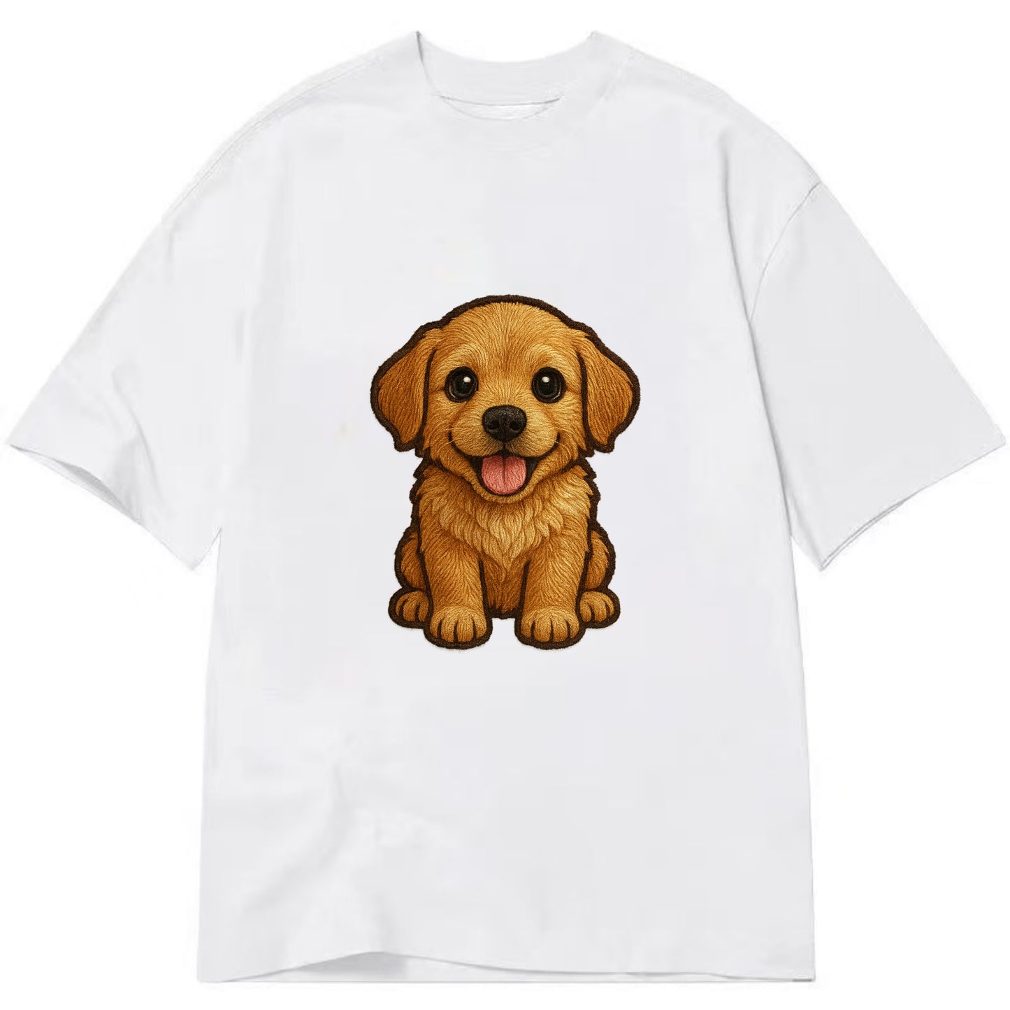 Baby Golden Retriever Puppy - fluffy golden fur, big brown eyes, pink tongue, - Classic T-shirt - White
