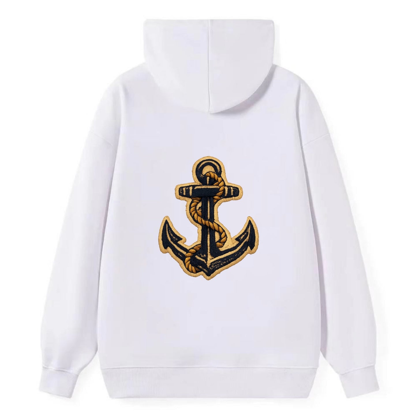 ANCHOR ROPE - classic anchor with rope in navy and gold , sailor - Classic Pullover Hoodie - White