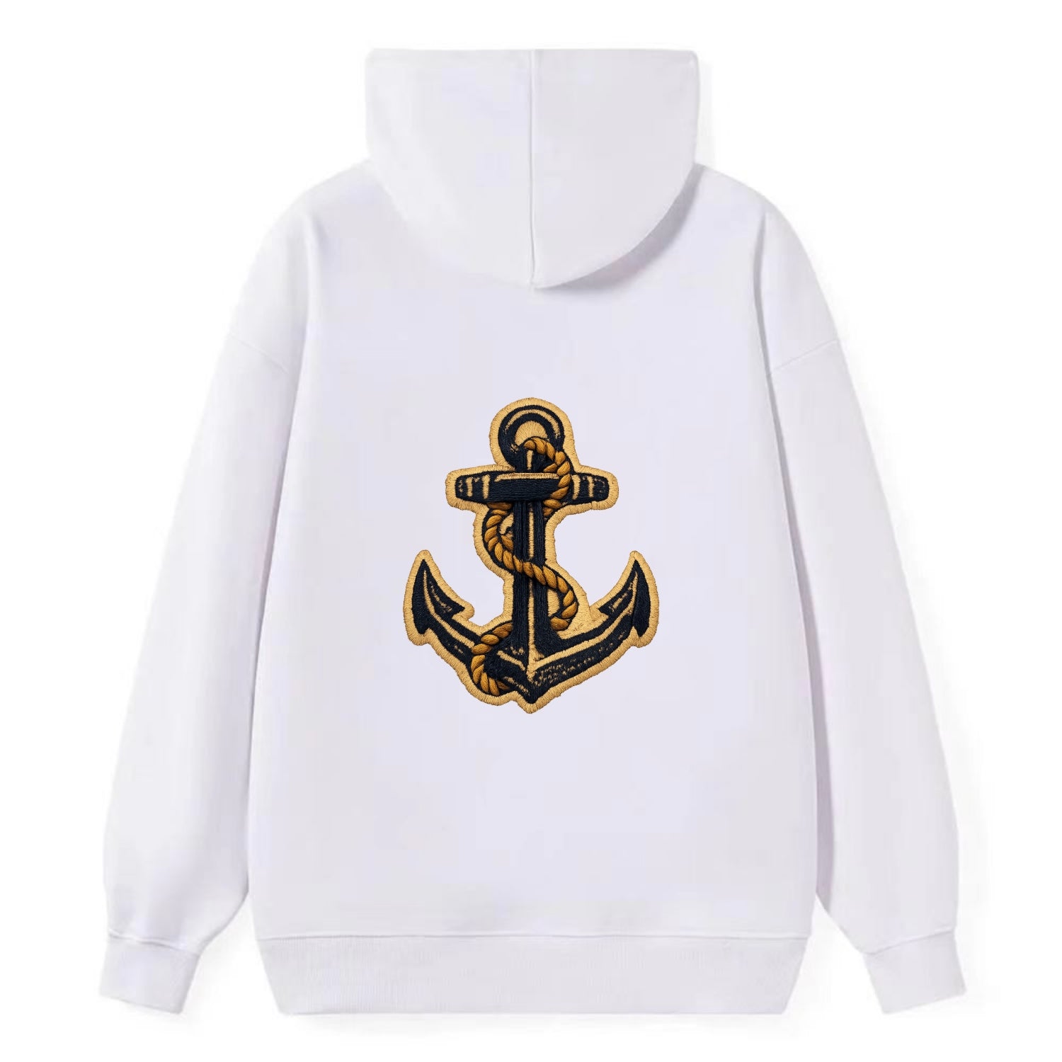 ANCHOR ROPE - classic anchor with rope in navy and gold , sailor - Classic Pullover Hoodie - White