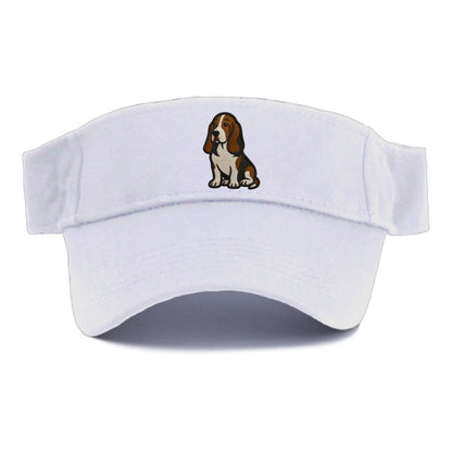 Basset Hound - Tri-color embroidered sit Visor - White