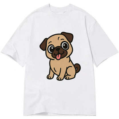 Pug - Tilted head with tongue out - Classic T-shirt - White