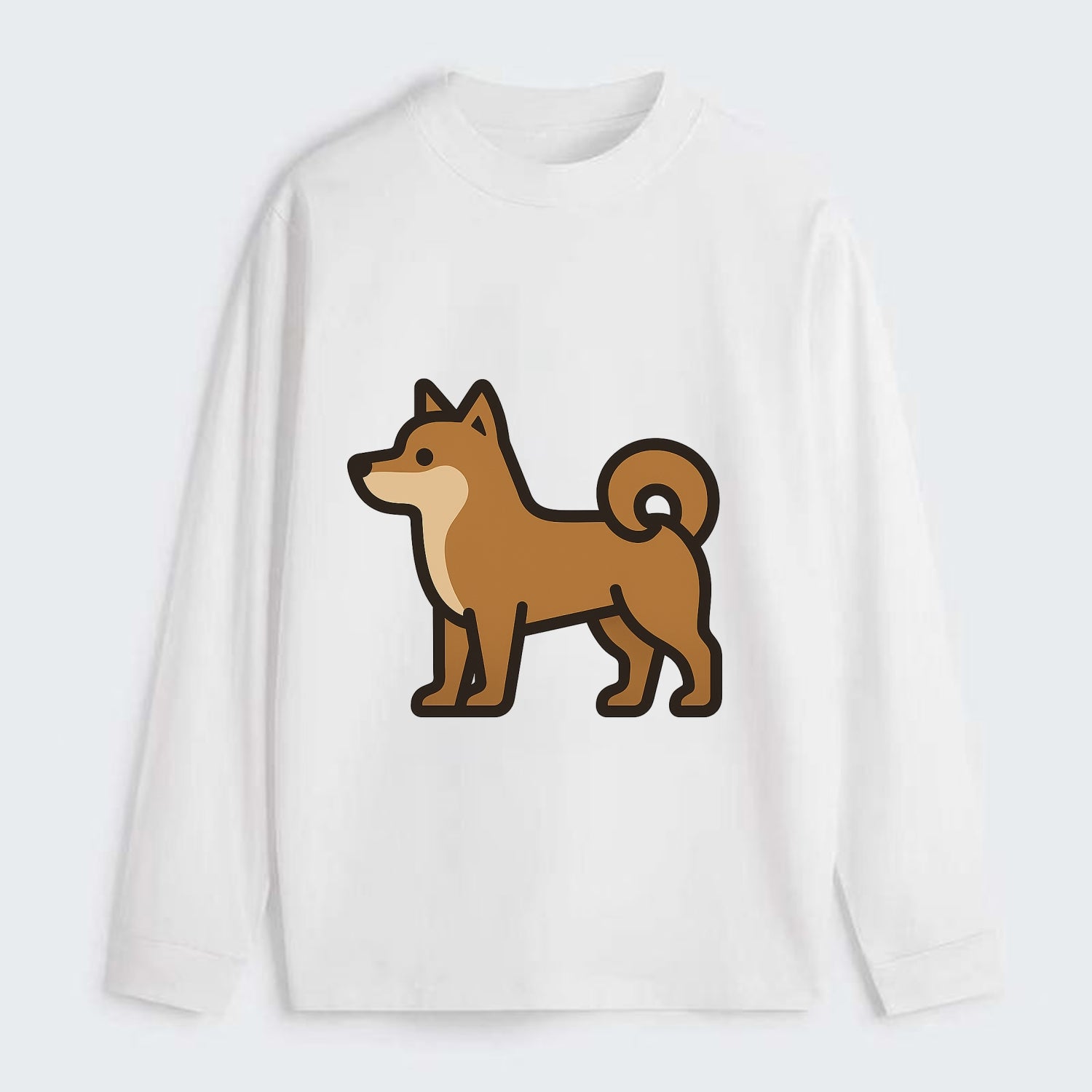 Shiba Inu - Red sesame flat side profile - Classic Long Sleeve Shirt - White