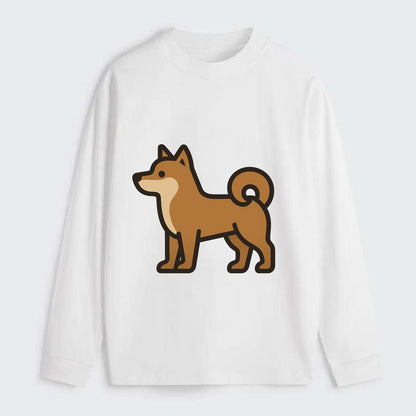 Shiba Inu - Red sesame flat side profile - Classic Long Sleeve Shirt - White