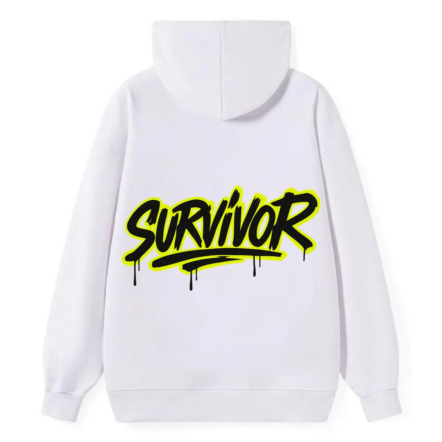 Bold typography design - "SURVIVOR" - overcomer, still standing, made it - Classic Pullover Hoodie - White