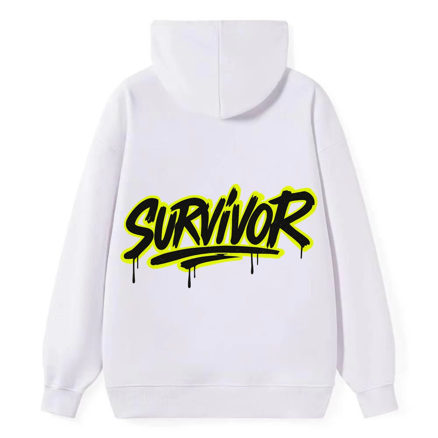 Bold typography design - "SURVIVOR" - overcomer, still standing, made it - Classic Pullover Hoodie - White
