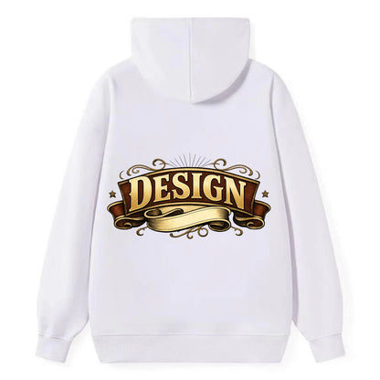 Bold typography design - "DESIGN" - intentional creation, aesthetic - Classic Pullover Hoodie - White