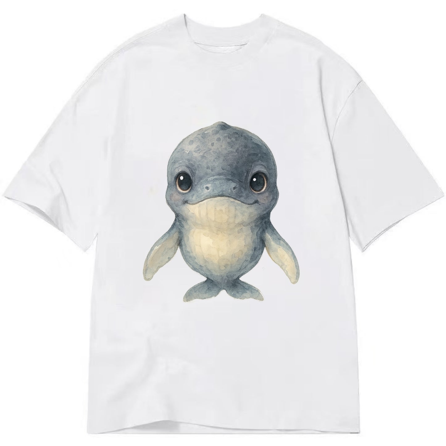 Baby Humpback Whale - dark gray with white flippers, large gentle eyes, - Classic T-shirt - White
