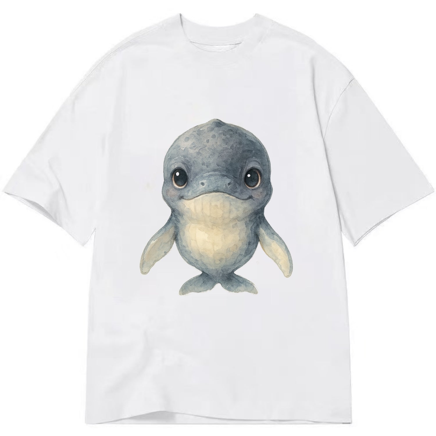 Baby Humpback Whale - dark gray with white flippers, large gentle eyes, - Classic T-shirt - White
