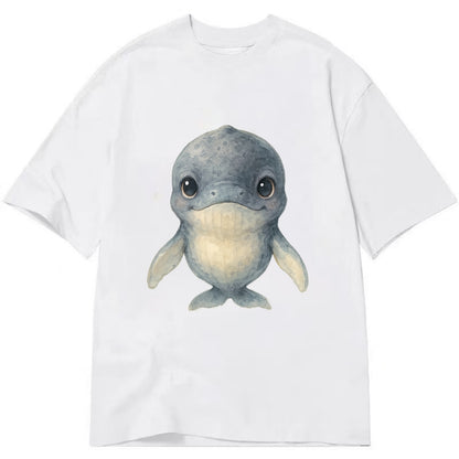 Baby Humpback Whale - dark gray with white flippers, large gentle eyes, - Classic T-shirt - White