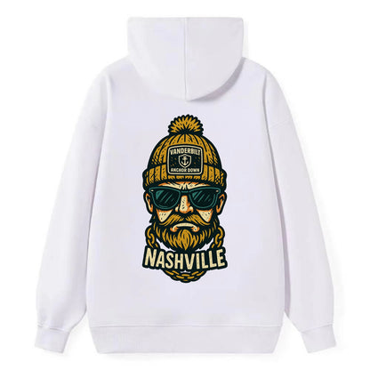Nashville Commodore wearing Vanderbilt beanie with anchor patch - Classic Pullover Hoodie - White