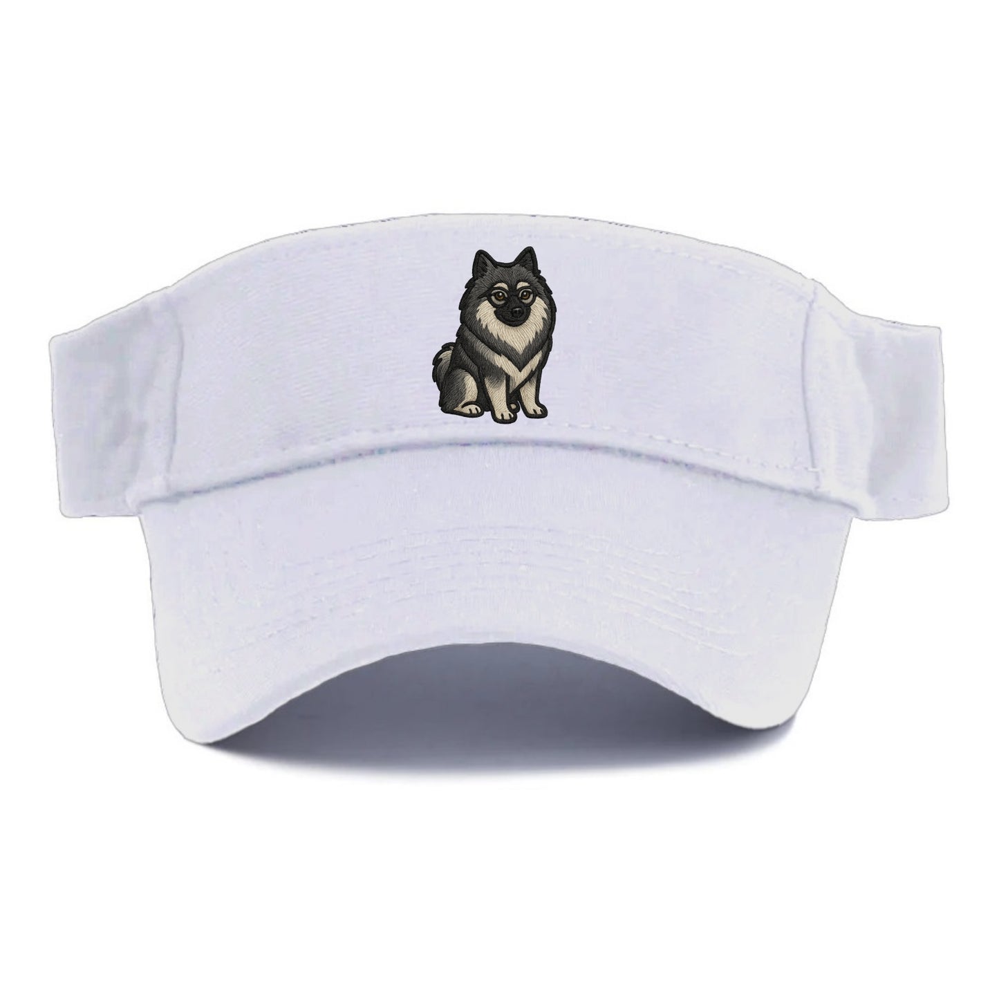 Keeshond - Gray and black spectacles embroidered design - Visor - White