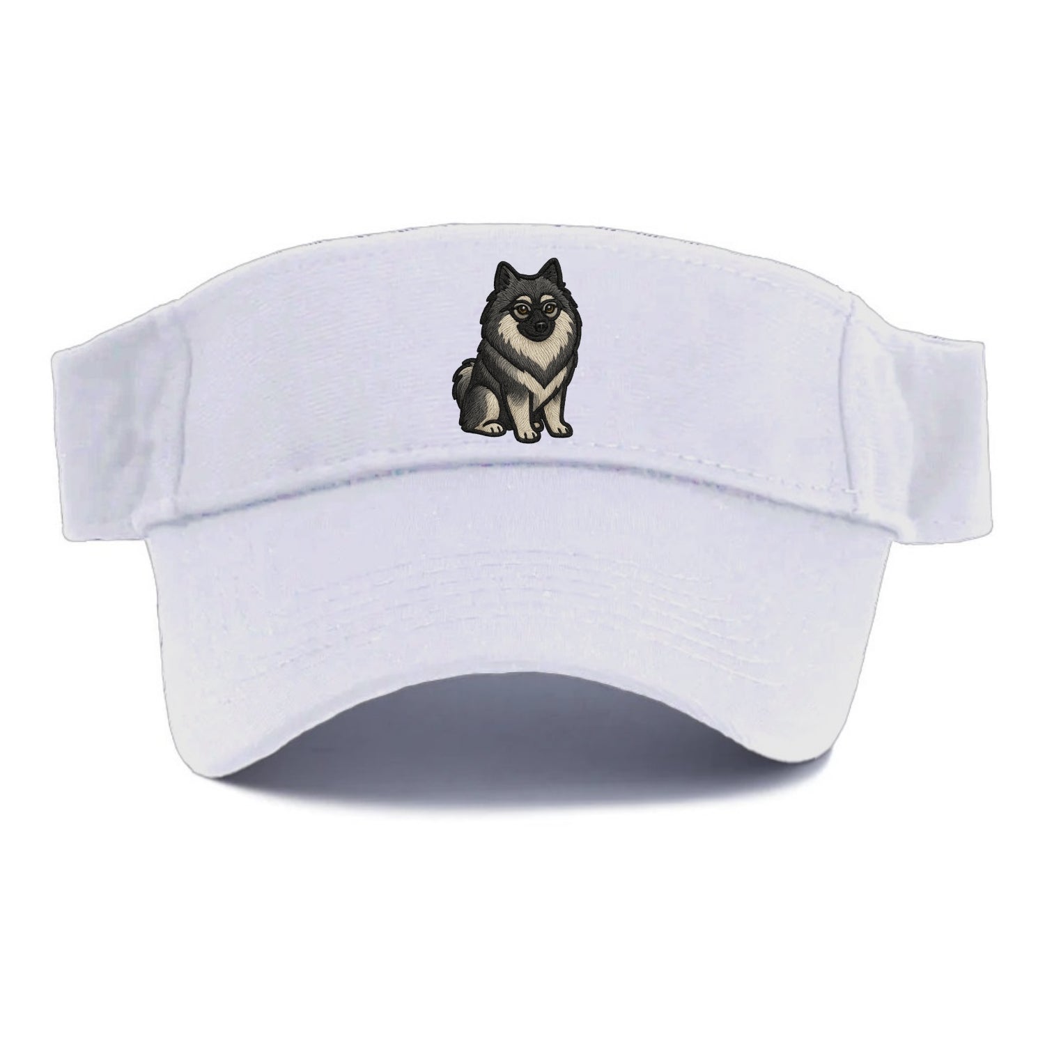 Keeshond - Gray and black spectacles embroidered design - Visor - White
