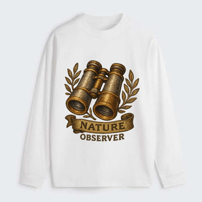 Binoculars for birdwatching - nature observer - Classic Long Sleeve Shirt - White