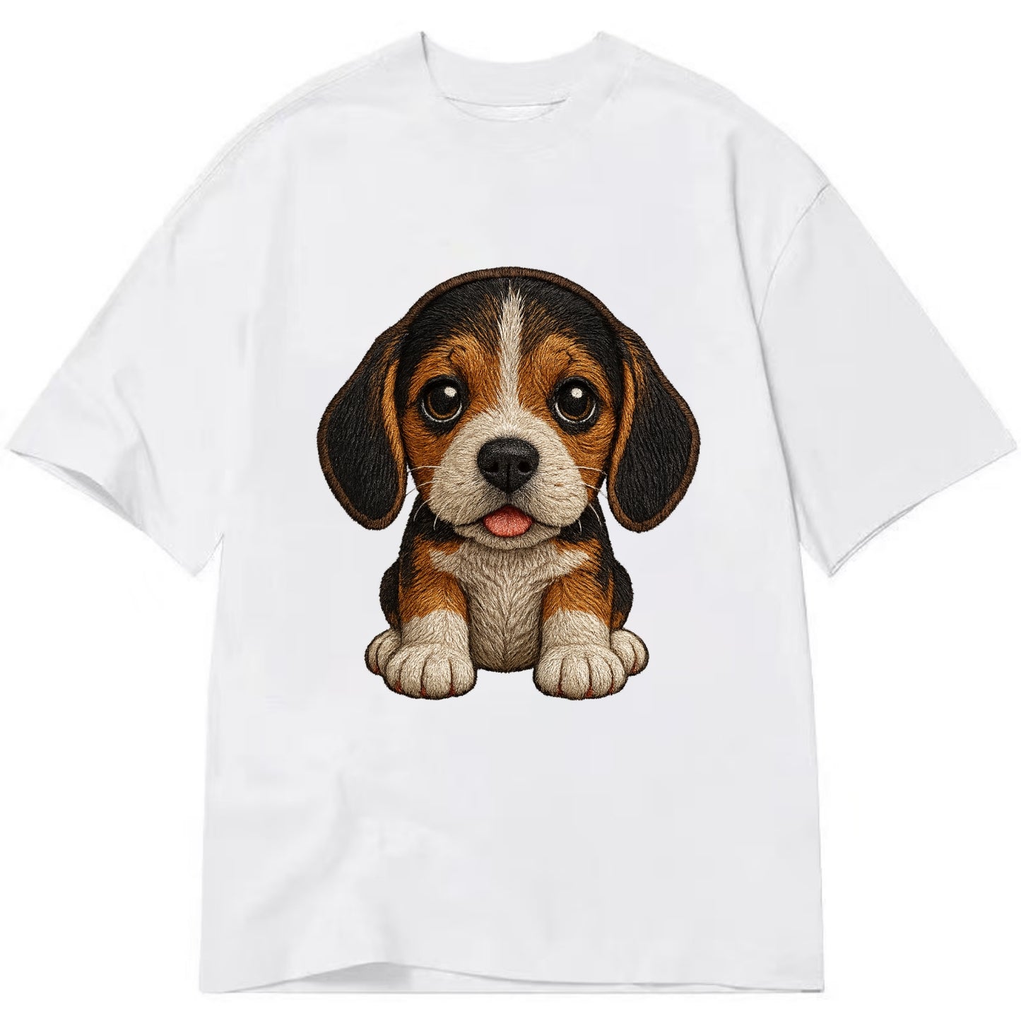 Baby Beagle Puppy - tricolor coat, long droopy ears, big pleading eyes, - Classic T-shirt - White