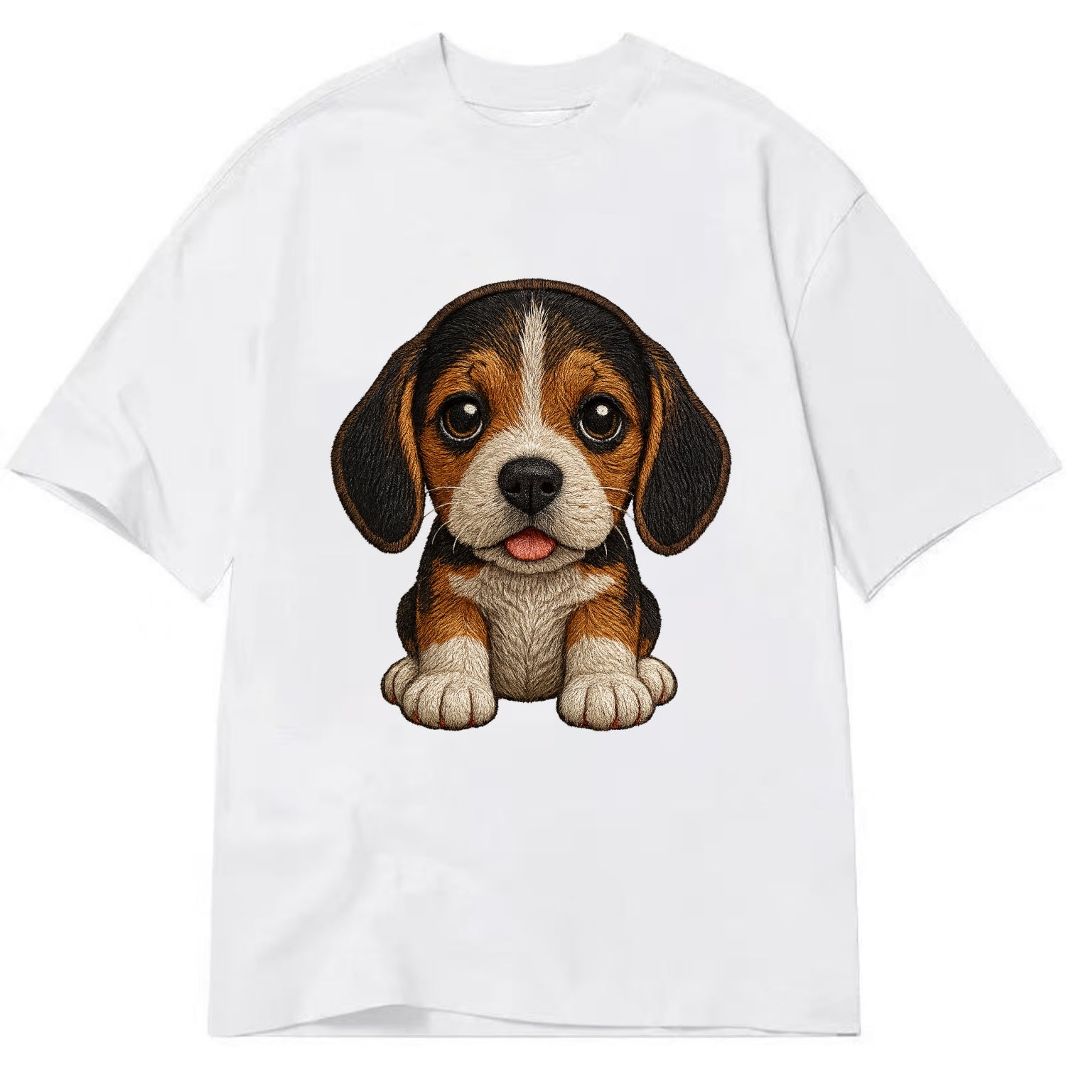Baby Beagle Puppy - tricolor coat, long droopy ears, big pleading eyes, - Classic T-shirt - White