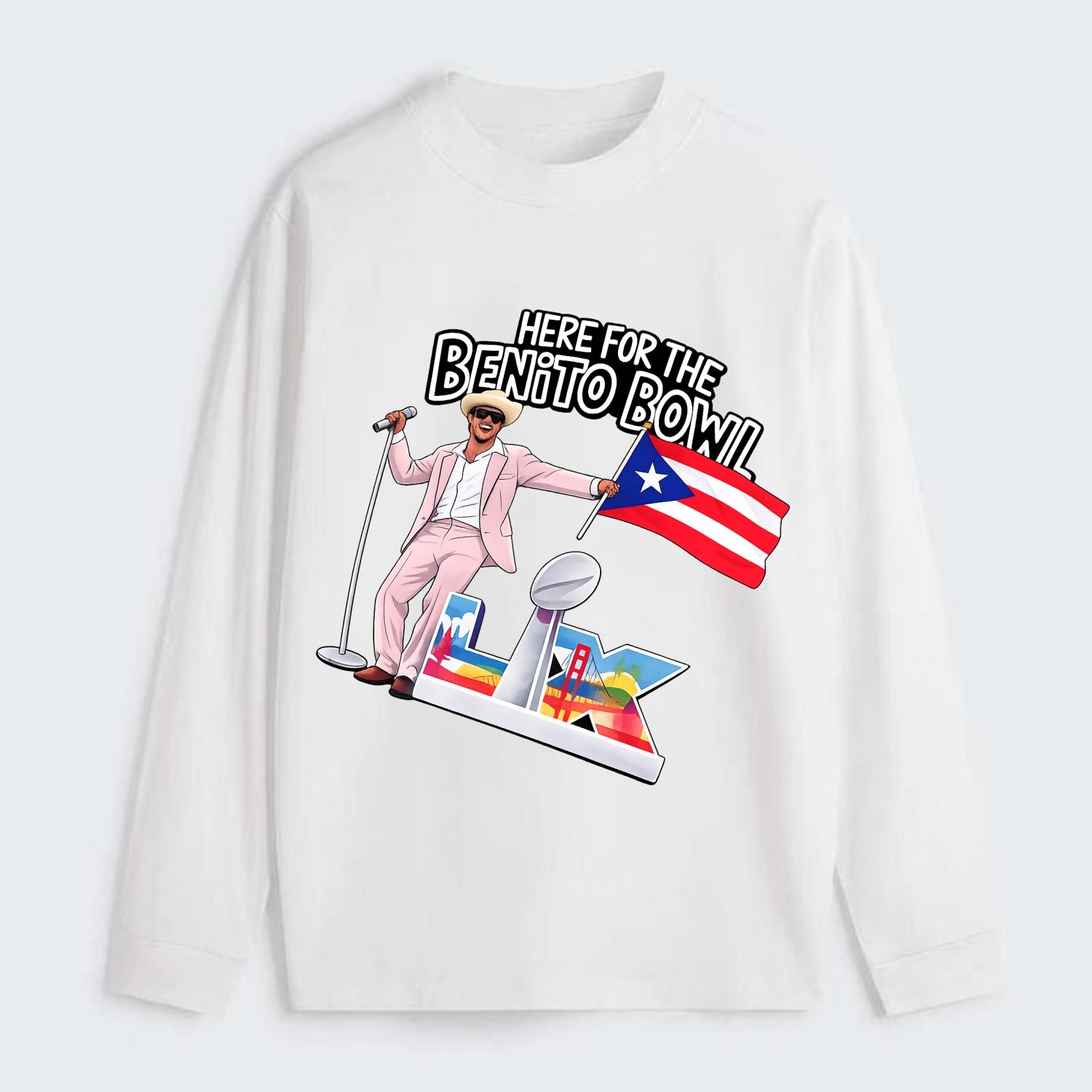 Here For The Bento Bowl - Classic Long Sleeve Shirt - White