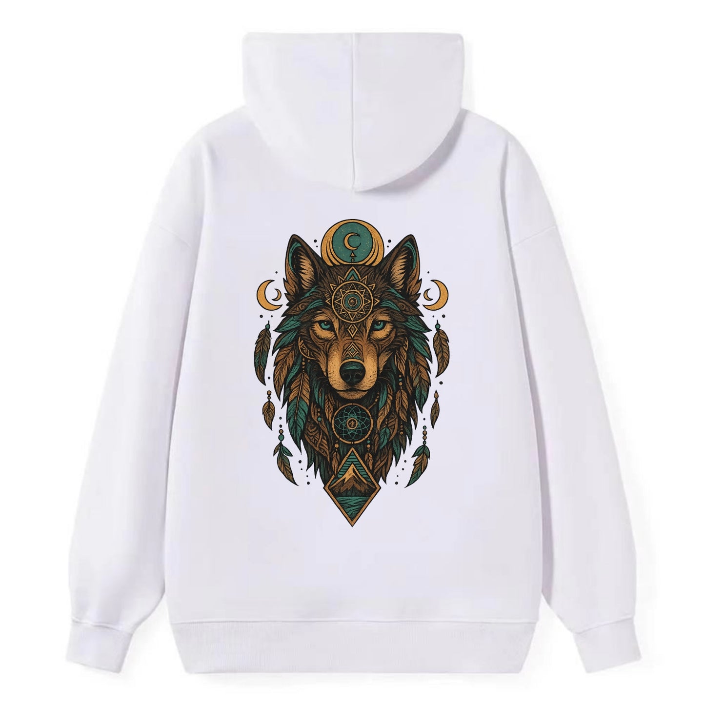 Retro 80s Wolf  - Classic Pullover Hoodie - White