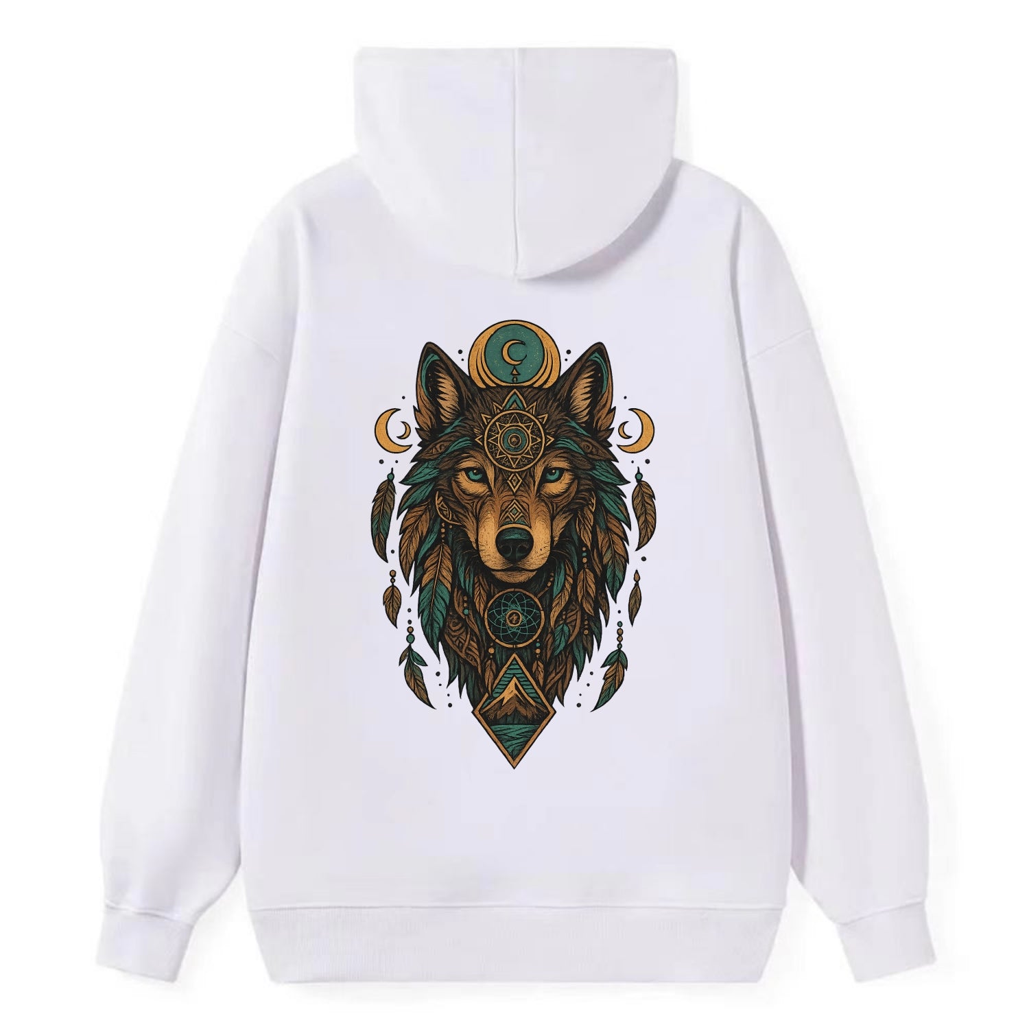 Retro 80s Wolf  - Classic Pullover Hoodie - White