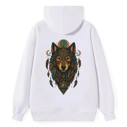 Retro 80s Wolf  - Classic Pullover Hoodie - White