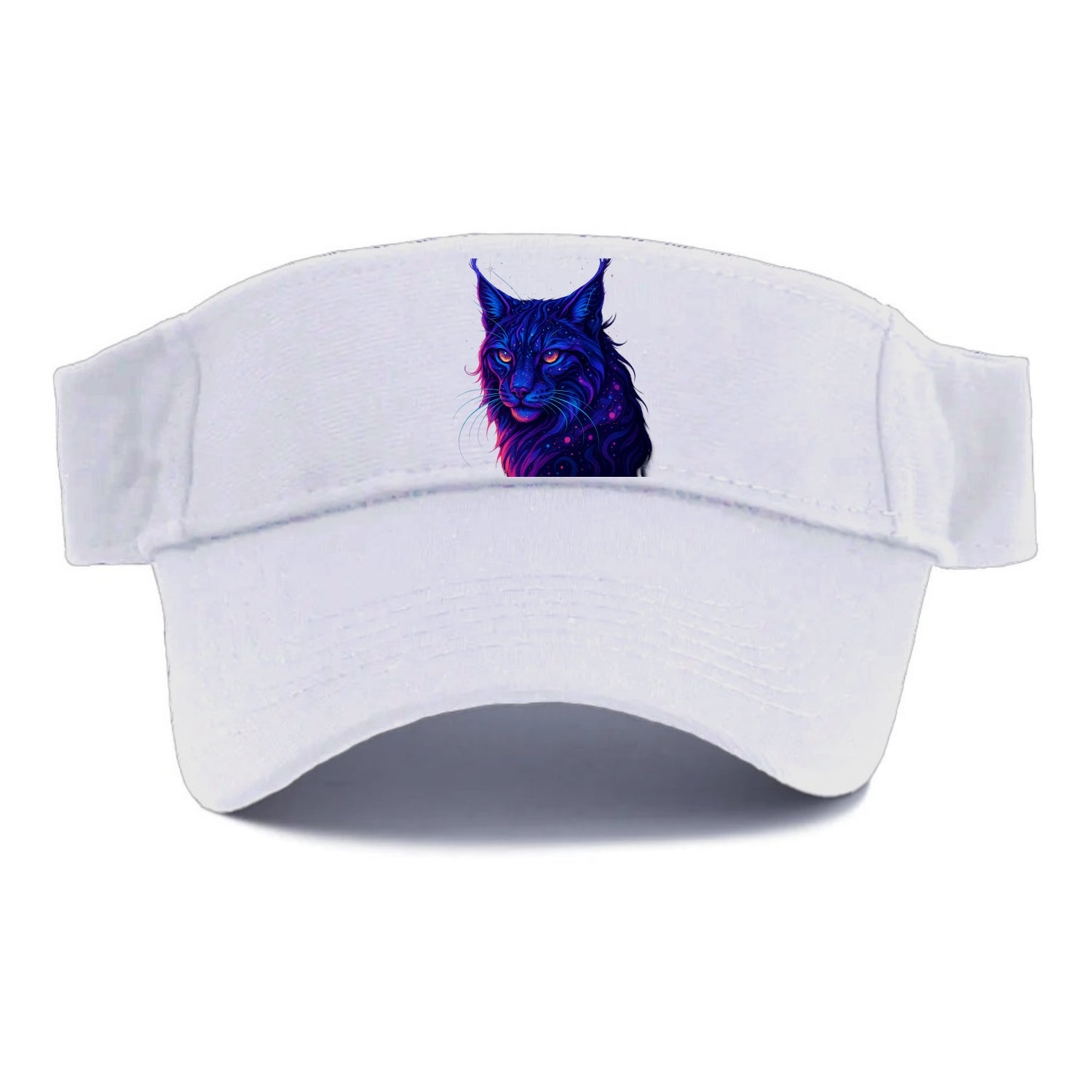 Stealthy lynx with ear tufts forming constellation patterns, nebula spots across the body, - Visor - White
