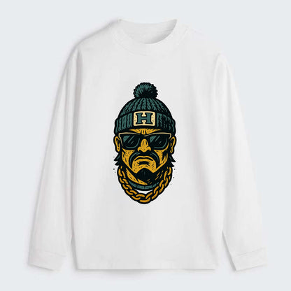 Honolulu Warrior wearing Hawaii beanie with H patch - Classic Long Sleeve Shirt - White