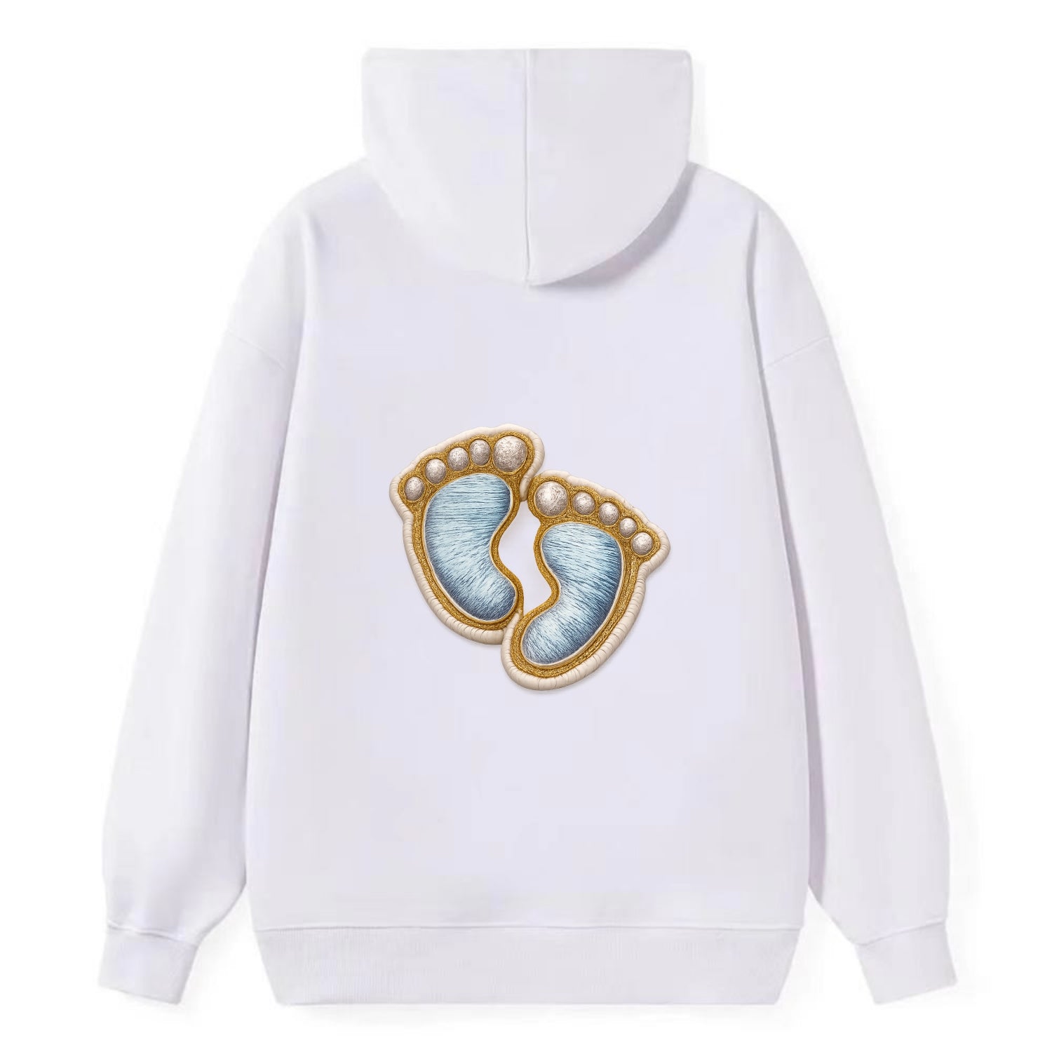 BABY FOOTPRINTS - tiny feet in pink or blue , newborn - Classic Pullover Hoodie - White