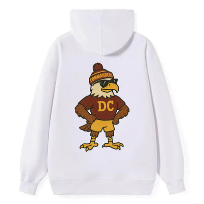 DC Eagle wearing Commanders burgundy and gold beanie with pom pom and - Classic Pullover Hoodie - White