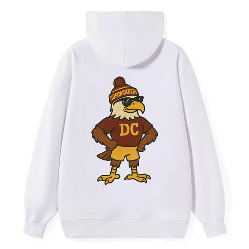 DC Eagle wearing Commanders burgundy and gold beanie with pom pom and - Classic Pullover Hoodie