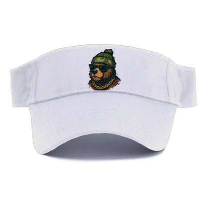 Waco Bear wearing Baylor beanie with BU patch - Visor - White