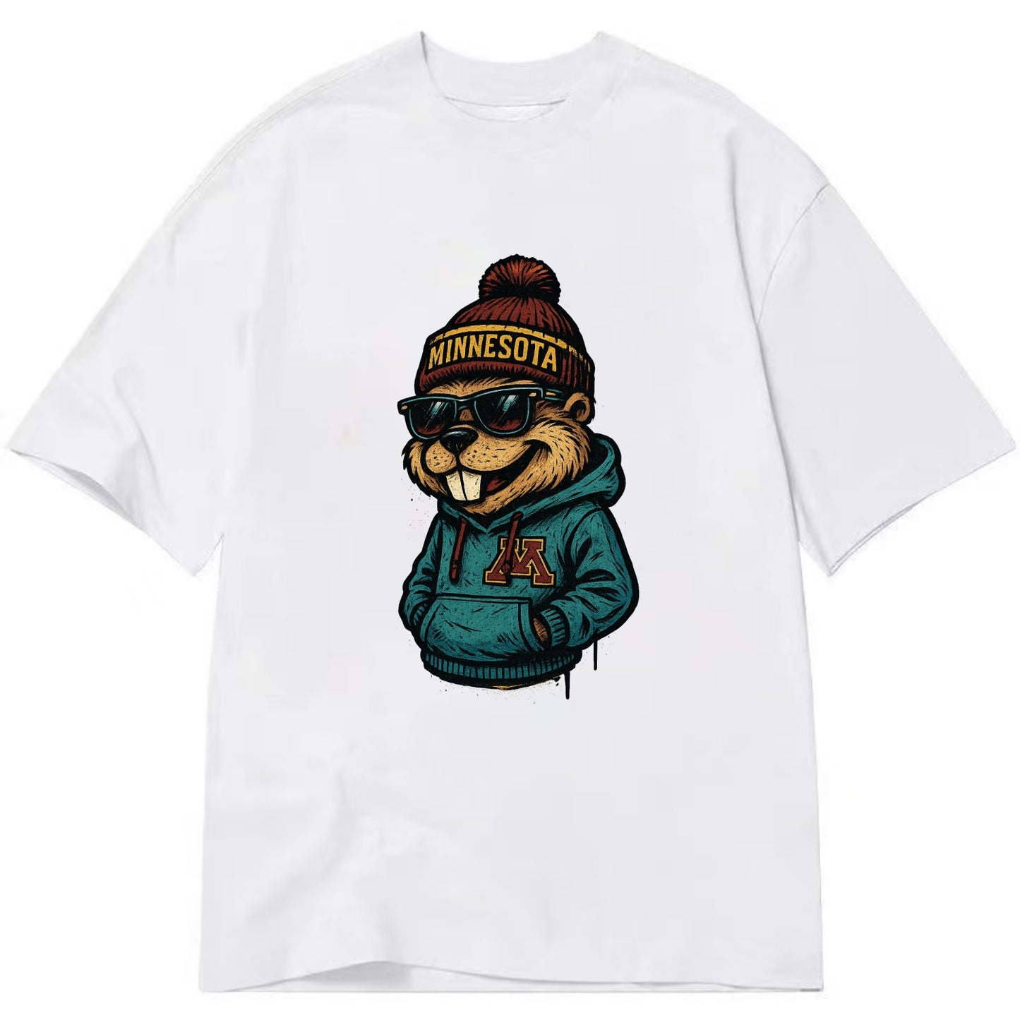 Minneapolis Gopher wearing Minnesota beanie with M patch - Classic T-shirt - White