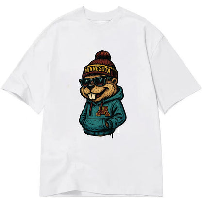 Minneapolis Gopher wearing Minnesota beanie with M patch - Classic T-shirt - White