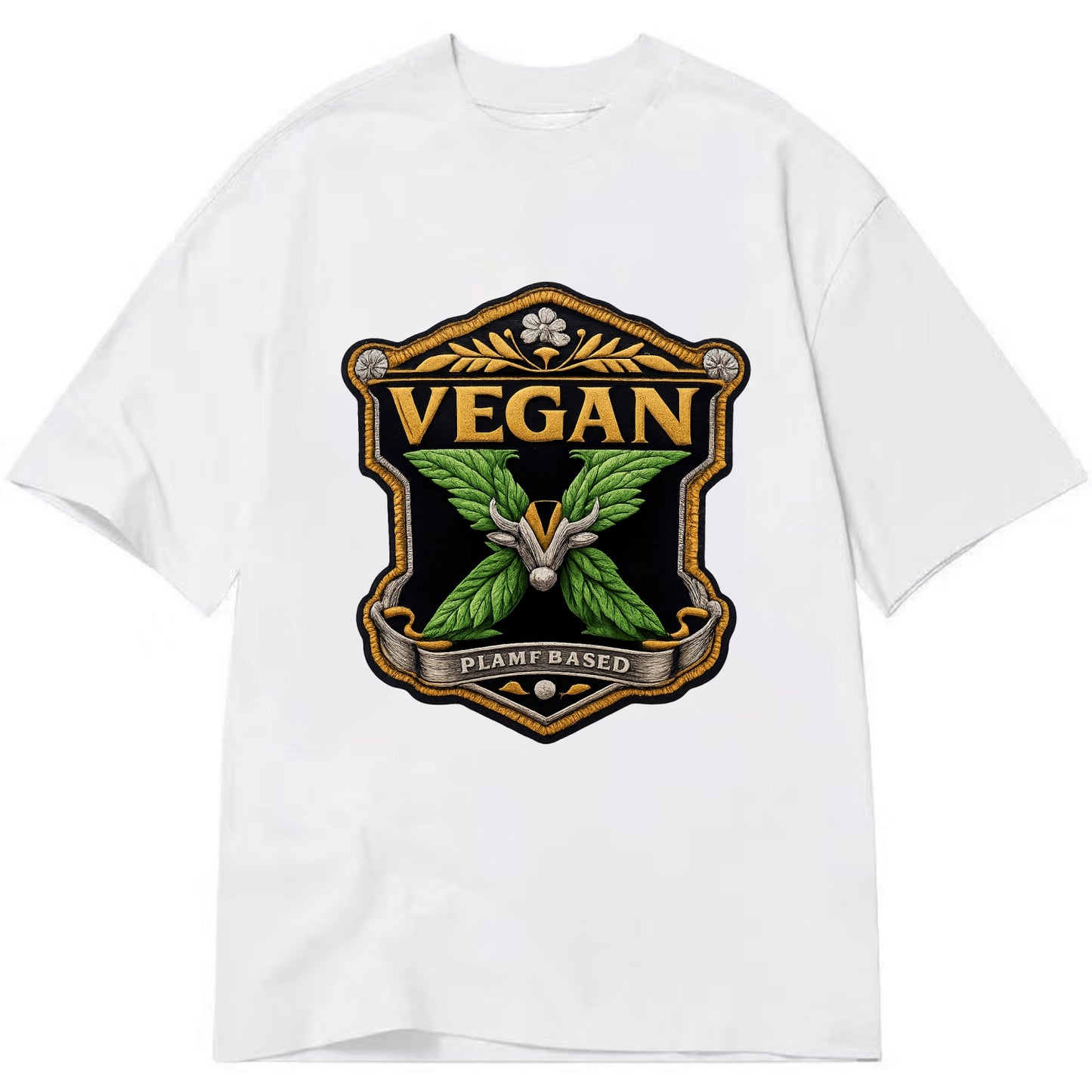 VEGAN X - plant-based symbol in green , animal rights - Classic T-shirt - White
