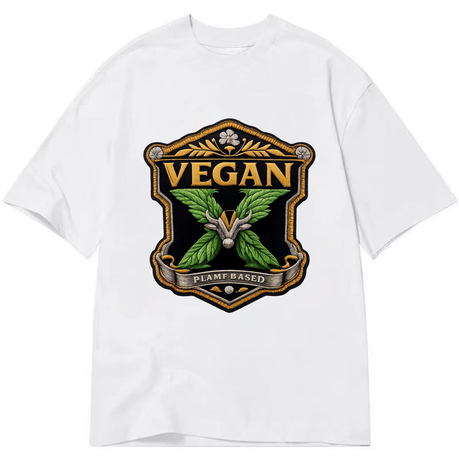 VEGAN X - plant-based symbol in green , animal rights - Classic T-shirt - White