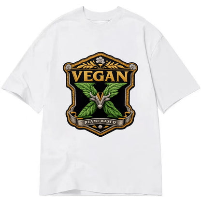 VEGAN X - plant-based symbol in green , animal rights - Classic T-shirt - White