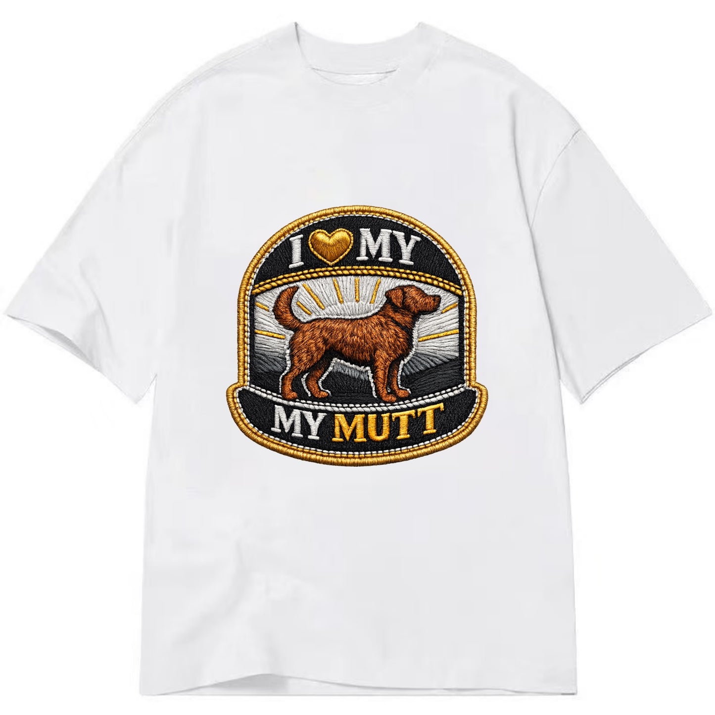 I LOVE MY MUTT - mixed breed silhouette in brown , rescue pride - Classic T-shirt - White