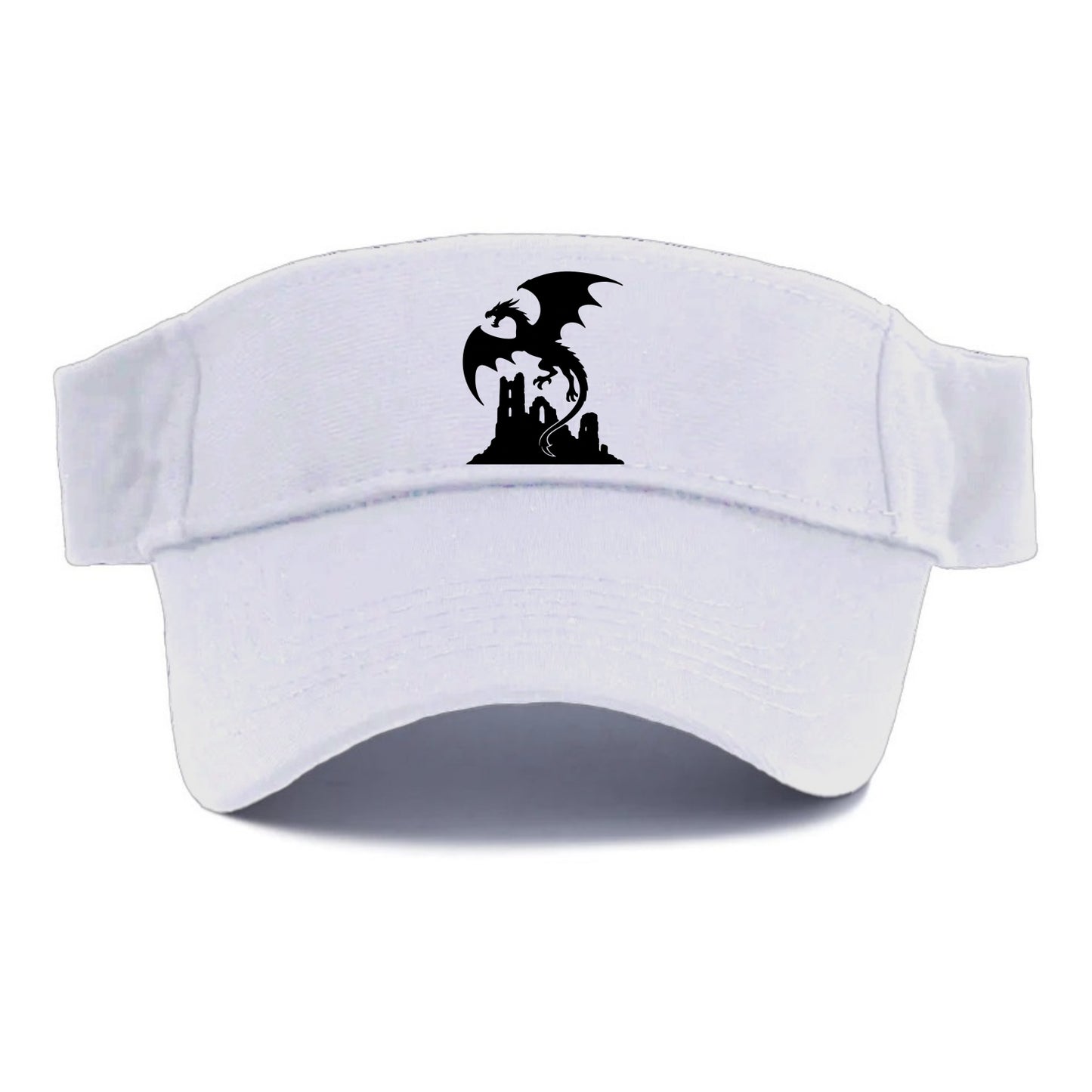 Dragon flying over castle ruins - Visor - White
