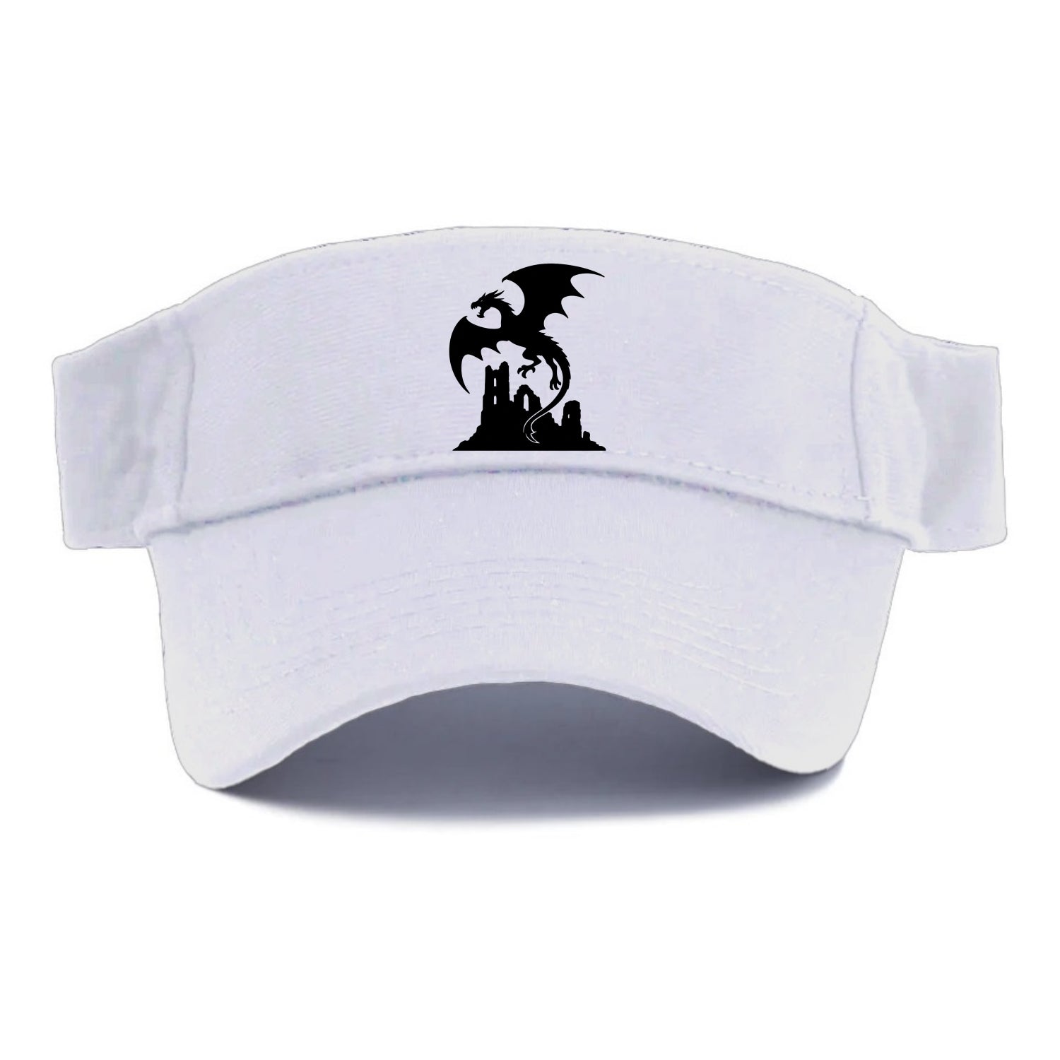 Dragon flying over castle ruins - Visor - White