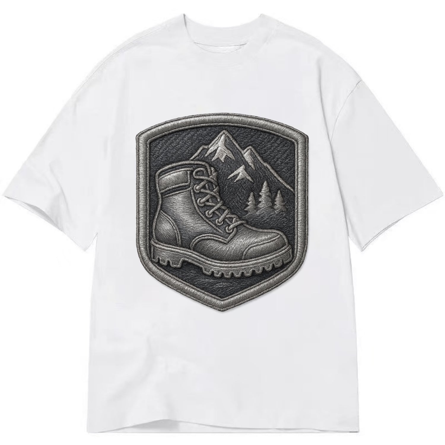 Hiking boots with mountain peak - hiker pride - Classic T-shirt - White