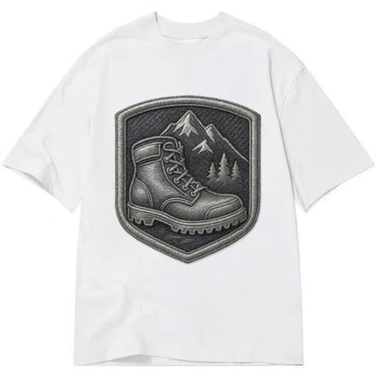 Hiking boots with mountain peak - hiker pride - Classic T-shirt - White