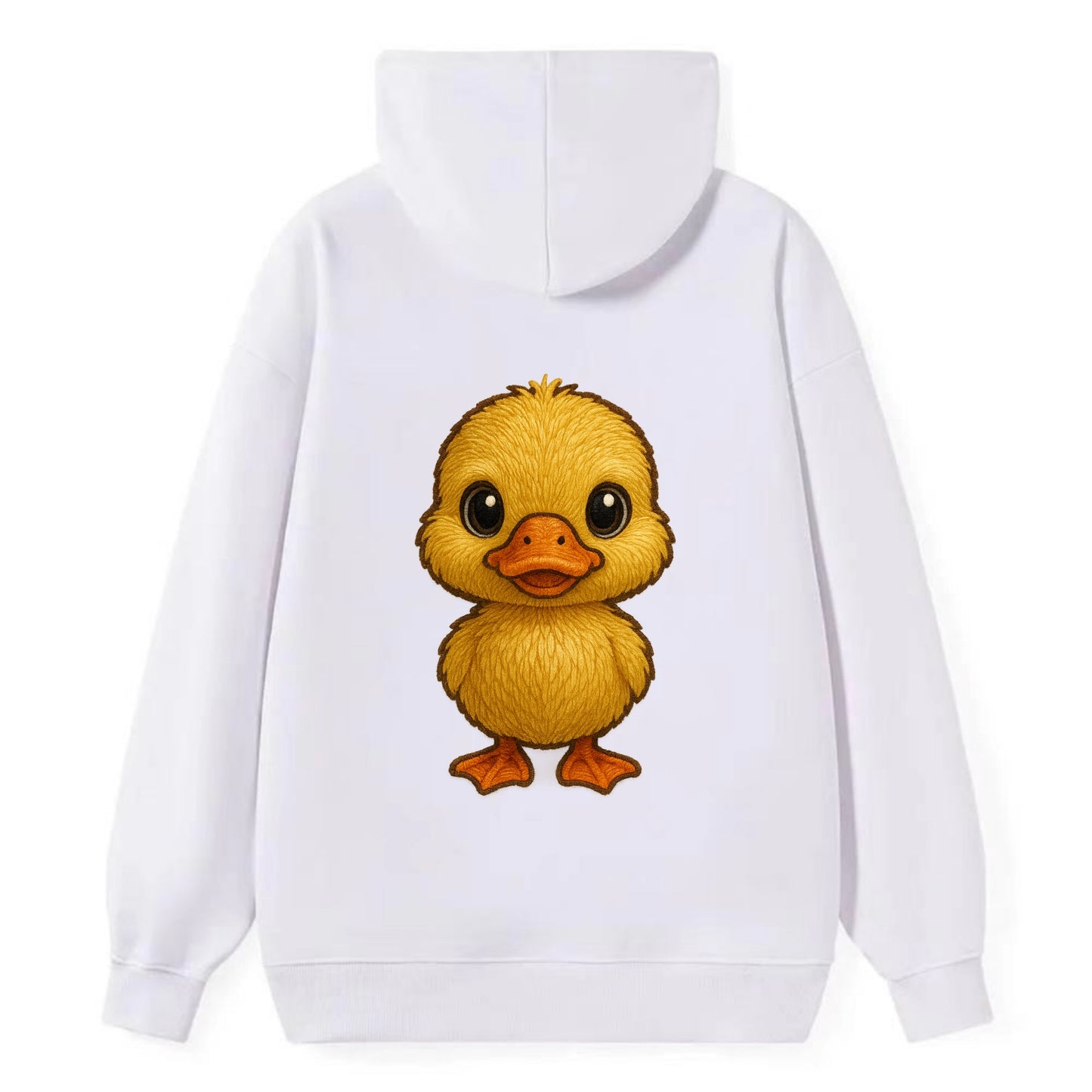 Baby Duck Duckling - yellow fluffy, orange beak, bright eyes, - Classic Pullover Hoodie - White