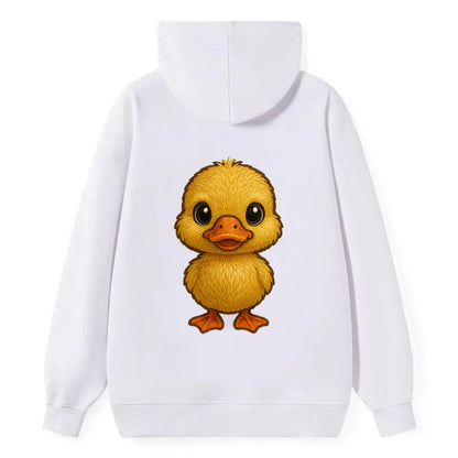 Baby Duck Duckling - yellow fluffy, orange beak, bright eyes, - Classic Pullover Hoodie - White