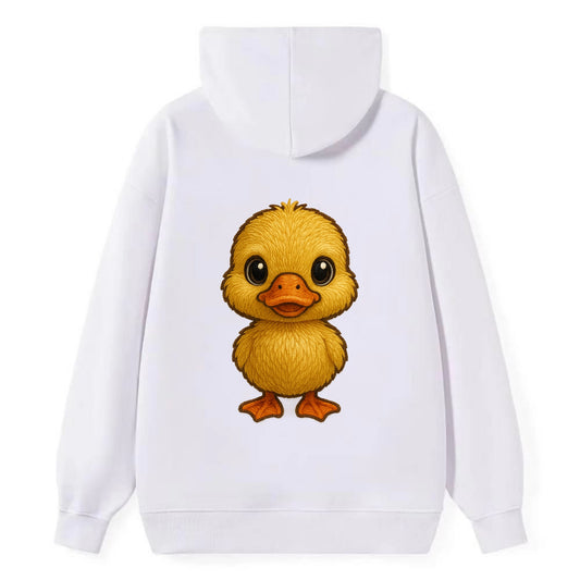 Baby Duck Duckling - yellow fluffy, orange beak, bright eyes, - Classic Pullover Hoodie - White