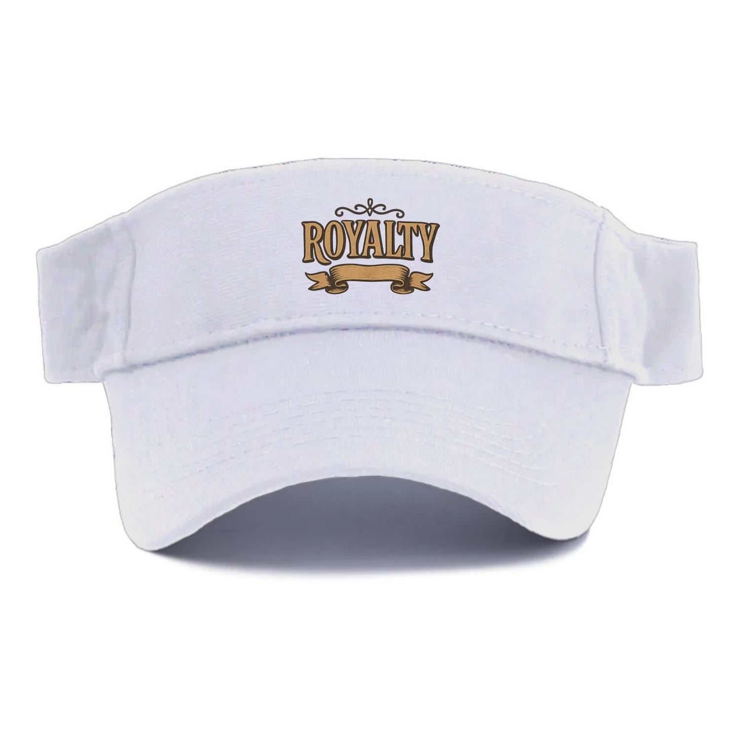 Bold typography design - "ROYALTY" - regal bearing, noble spirit - Visor - White
