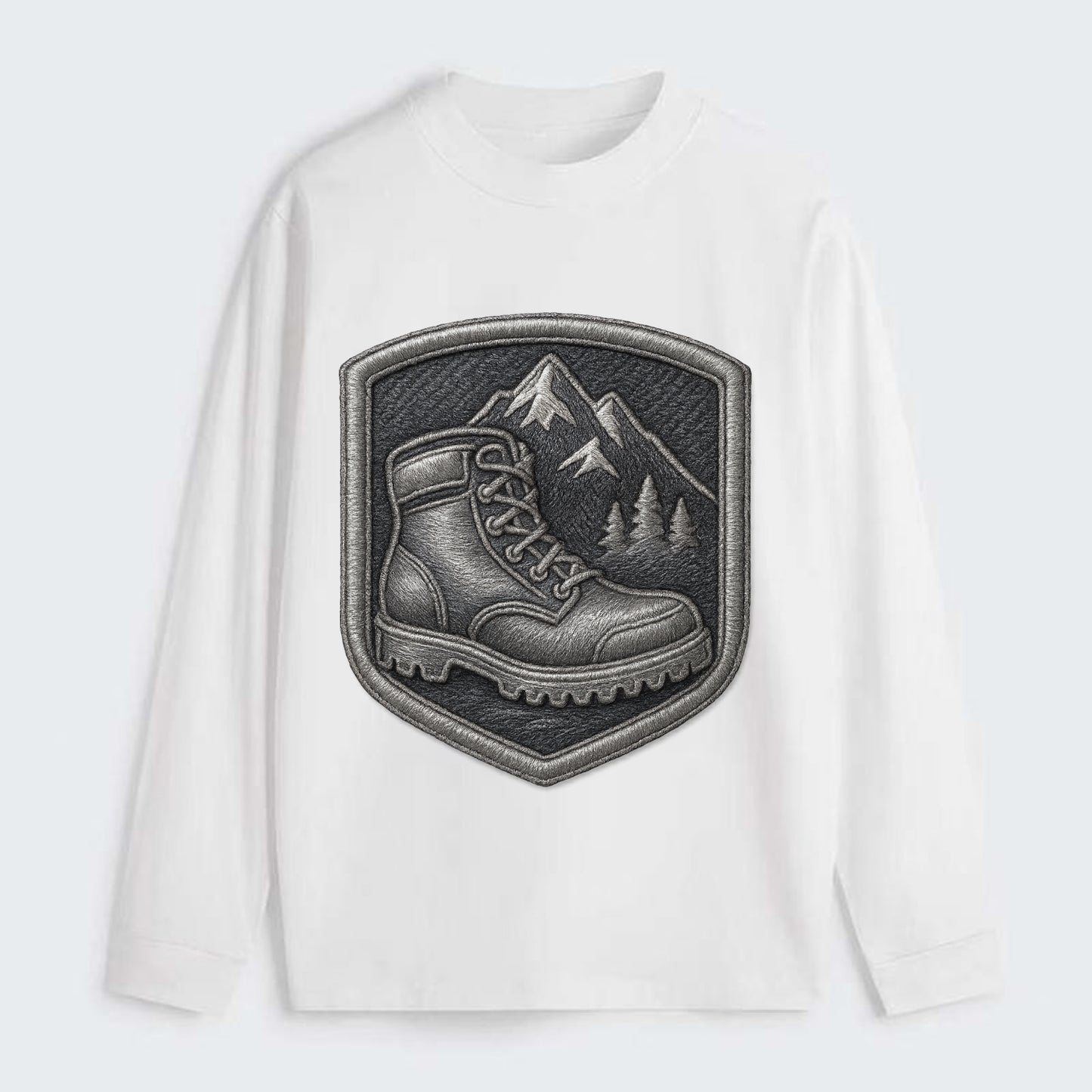 Hiking boots with mountain peak - hiker pride - Classic Long Sleeve Shirt - White