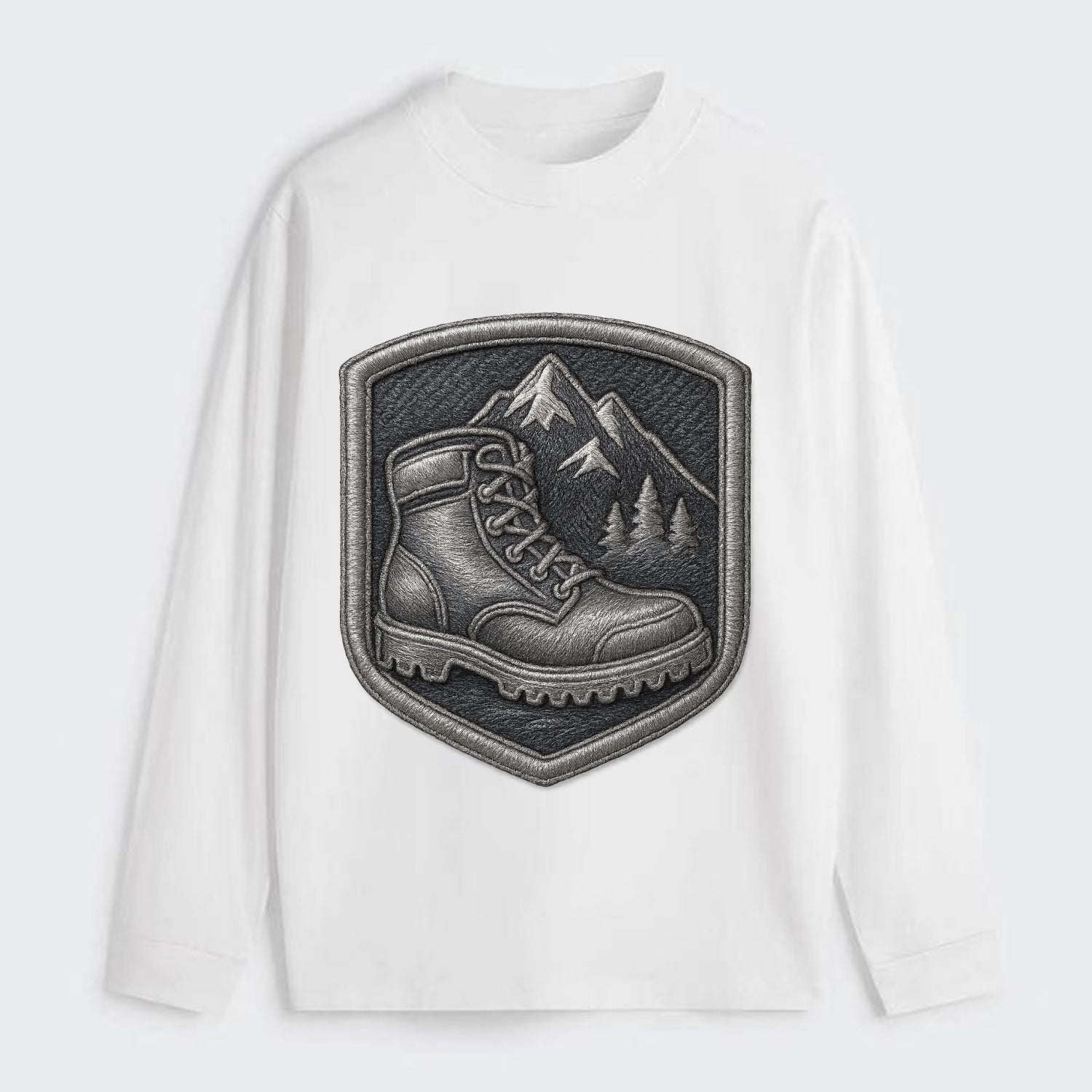 Hiking boots with mountain peak - hiker pride - Classic Long Sleeve Shirt - White