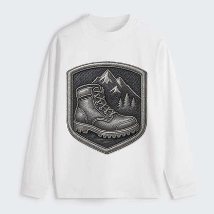 Hiking boots with mountain peak - hiker pride - Classic Long Sleeve Shirt - White