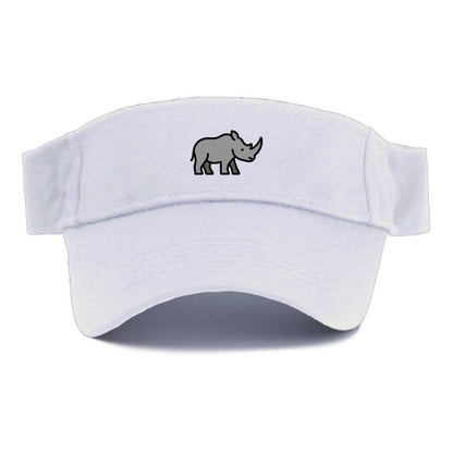 Rhinoceros - Gray with horn flat side profile - Visor - White