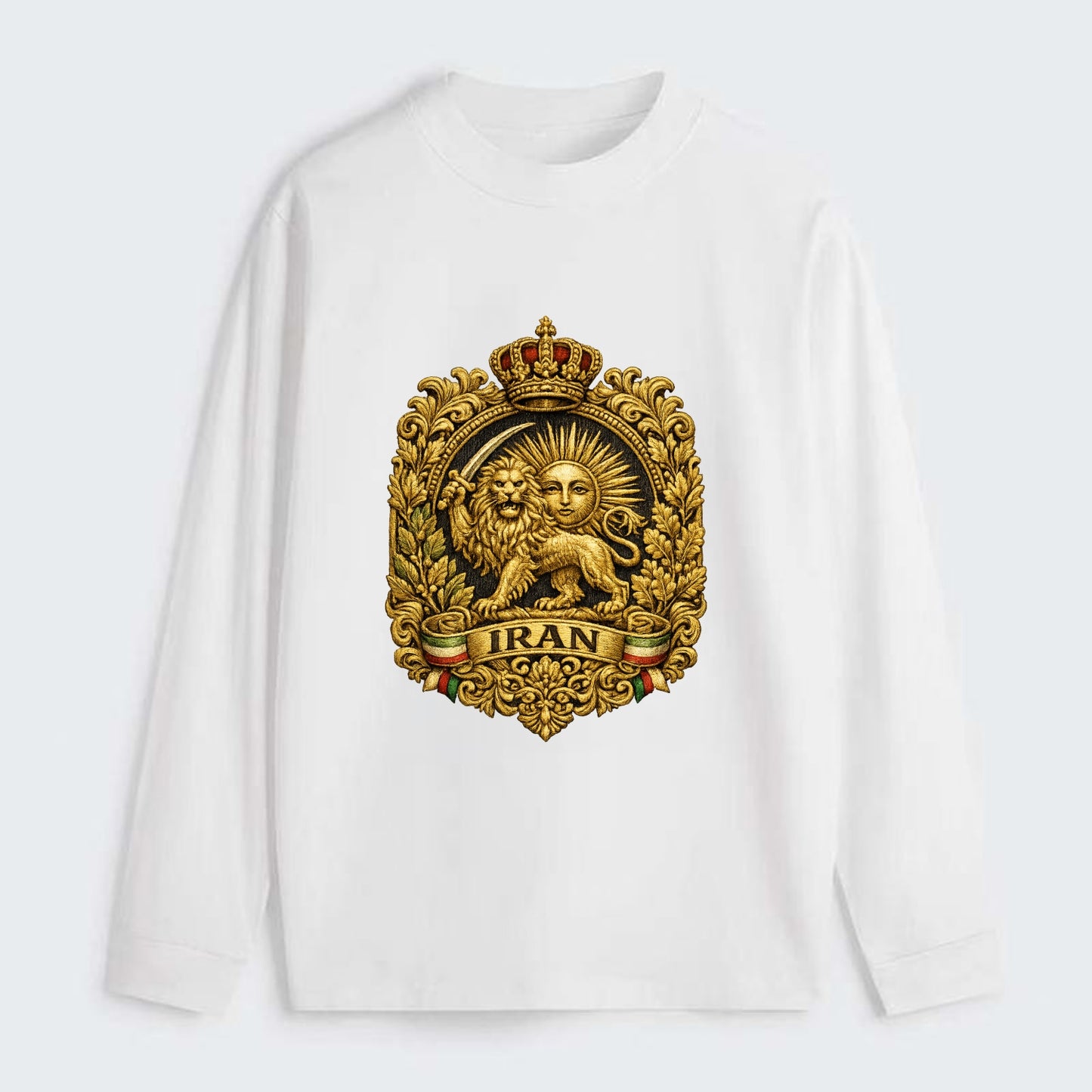 Iran Lion Sun Badge - Classic Long Sleeve Shirt - White