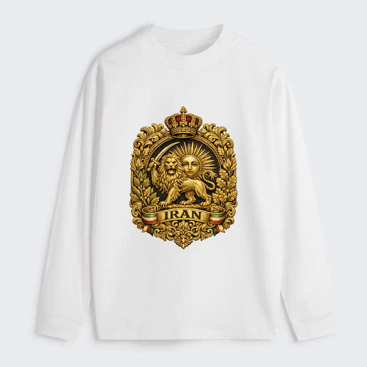Iran Lion Sun Badge - Classic Long Sleeve Shirt - White