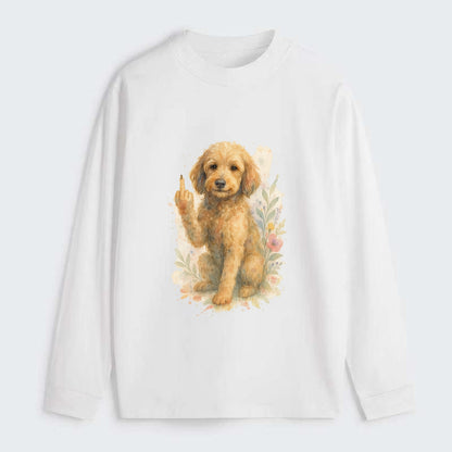 Labradoodle hypoallergenic with wavy coat, intelligent eyes, paw raised - Classic Long Sleeve Shirt - White